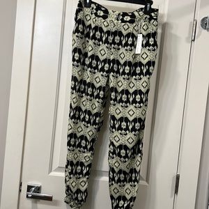 Pattern polyester Ikat silky trouser pants